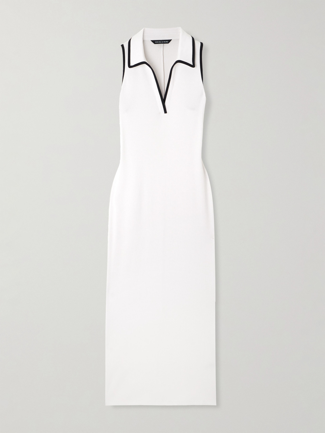 Veronica Beard Darien Ribbed Stretch Pima Cotton Midi Dress In White