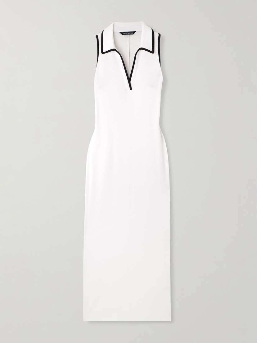 Veronica Beard Darien Ribbed Stretch Pima Cotton Midi Dress