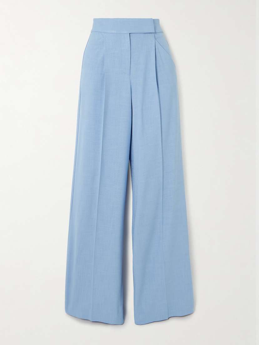 Veronica Beard Marbeau Pleated Woven Wide-leg Pants