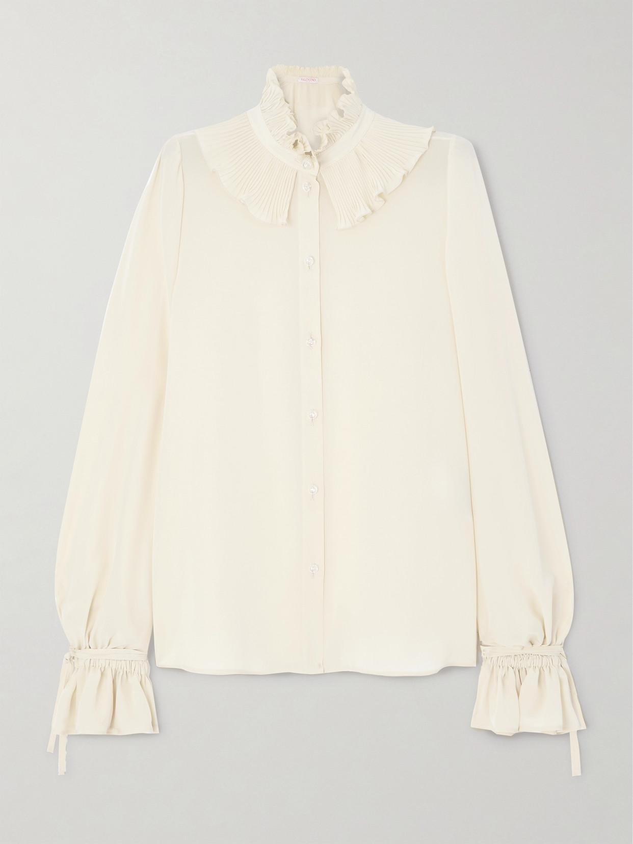 VALENTINO RUFFLED SILK CREPE DE CHINE SHIRT