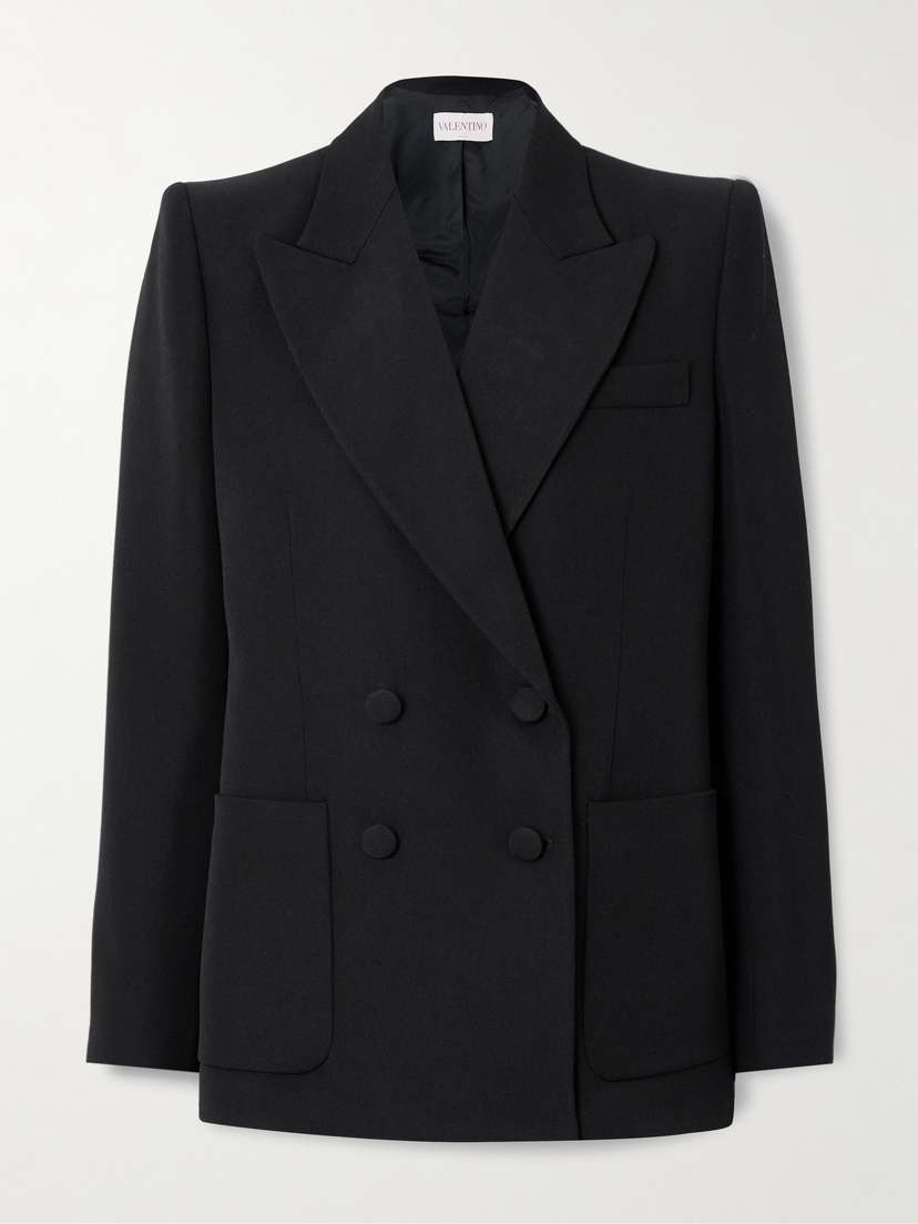 Valentino Garavani Double-breasted Grain De Poudre Wool Blazer