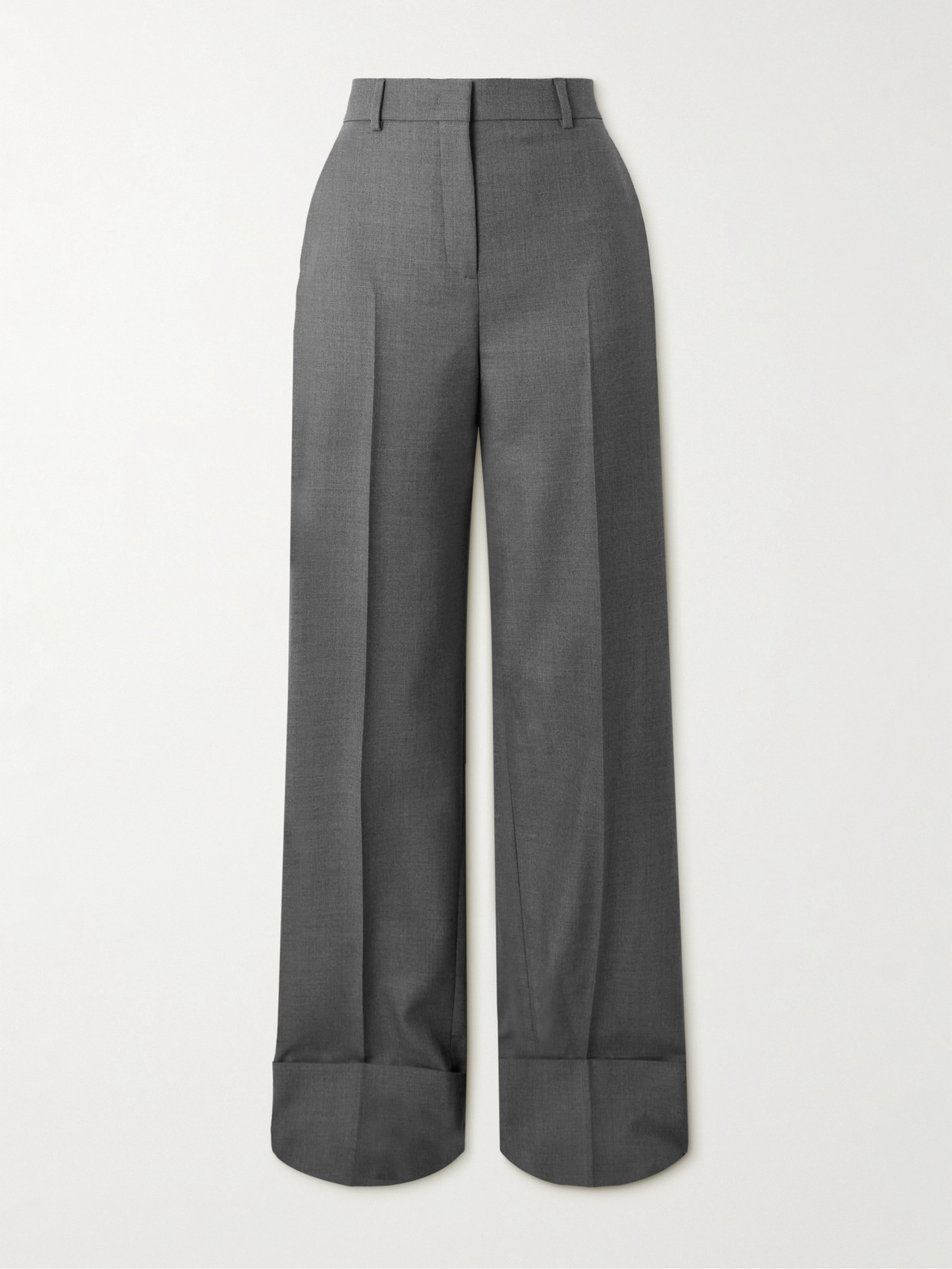 Valentino Wool-twill Straight-leg Pants In Gray