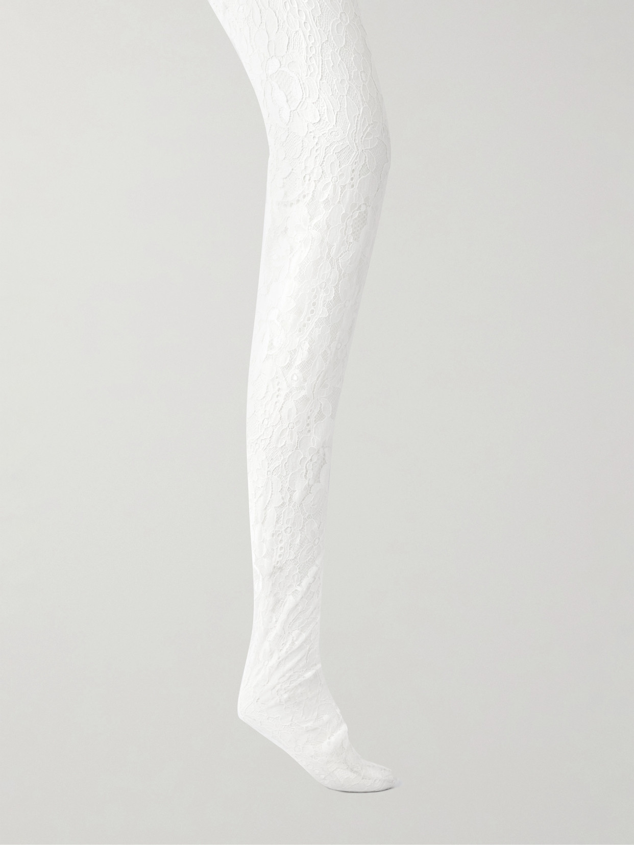 Valentino Stretch-corded Lace Tights In White