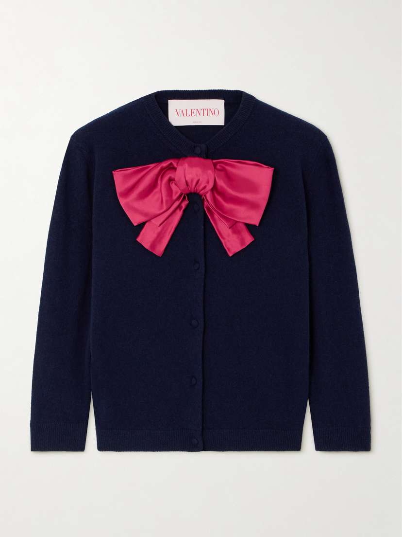 Valentino Garavani Silk Satin-trimmed Wool Cardigan