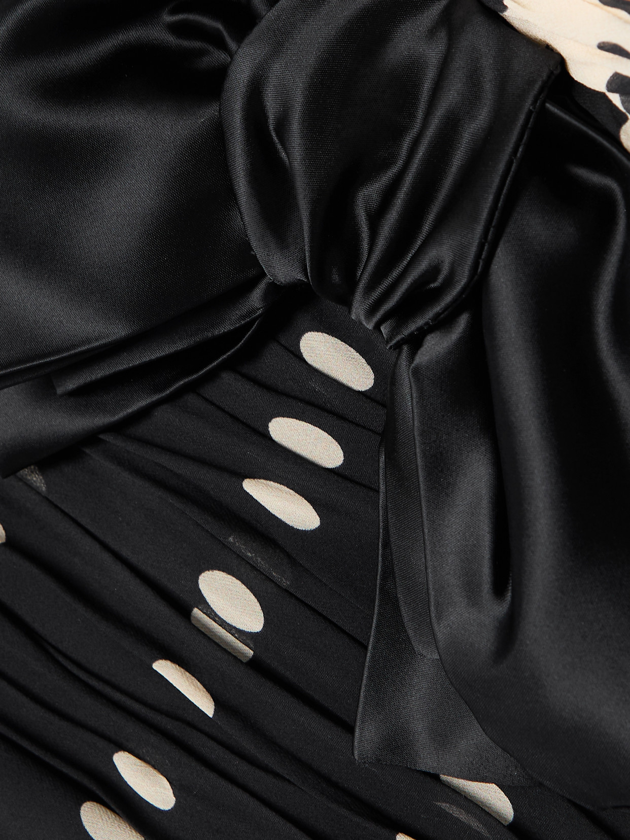 Garavani - Satin Bow-Detailed Ruched Silk-Chiffon Strapless Top