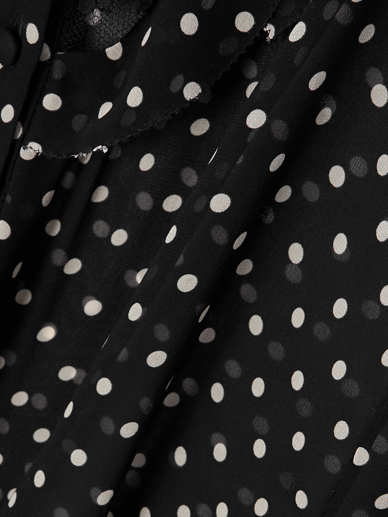 Garavani - Ruffled Lace-Trimmed Polka-Dot Silk-Chiffon Shirt