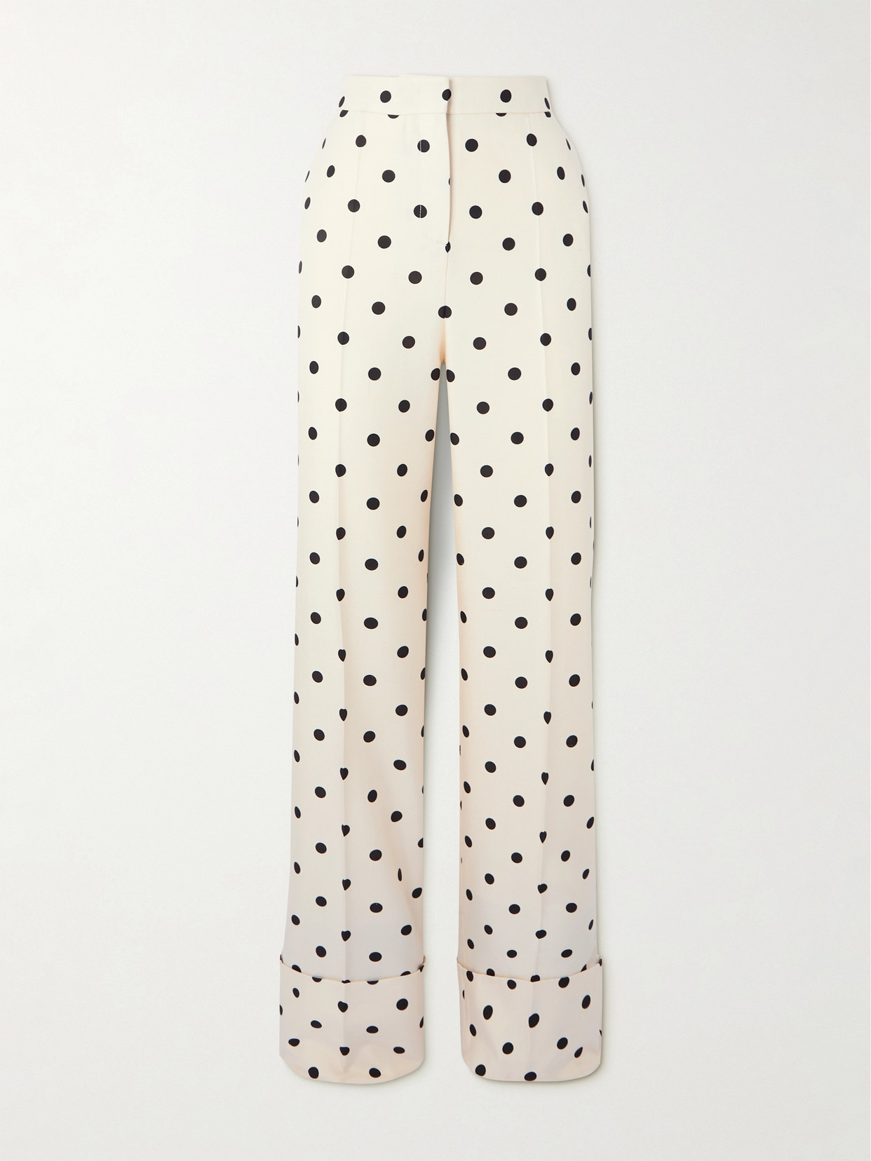 Valentino Polka-dot Silk-crepe Wide-leg Pants In White