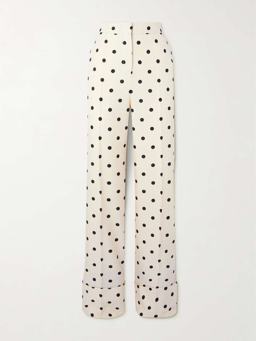Valentino Garavani Polka-dot Silk-crepe Wide-leg Pants
