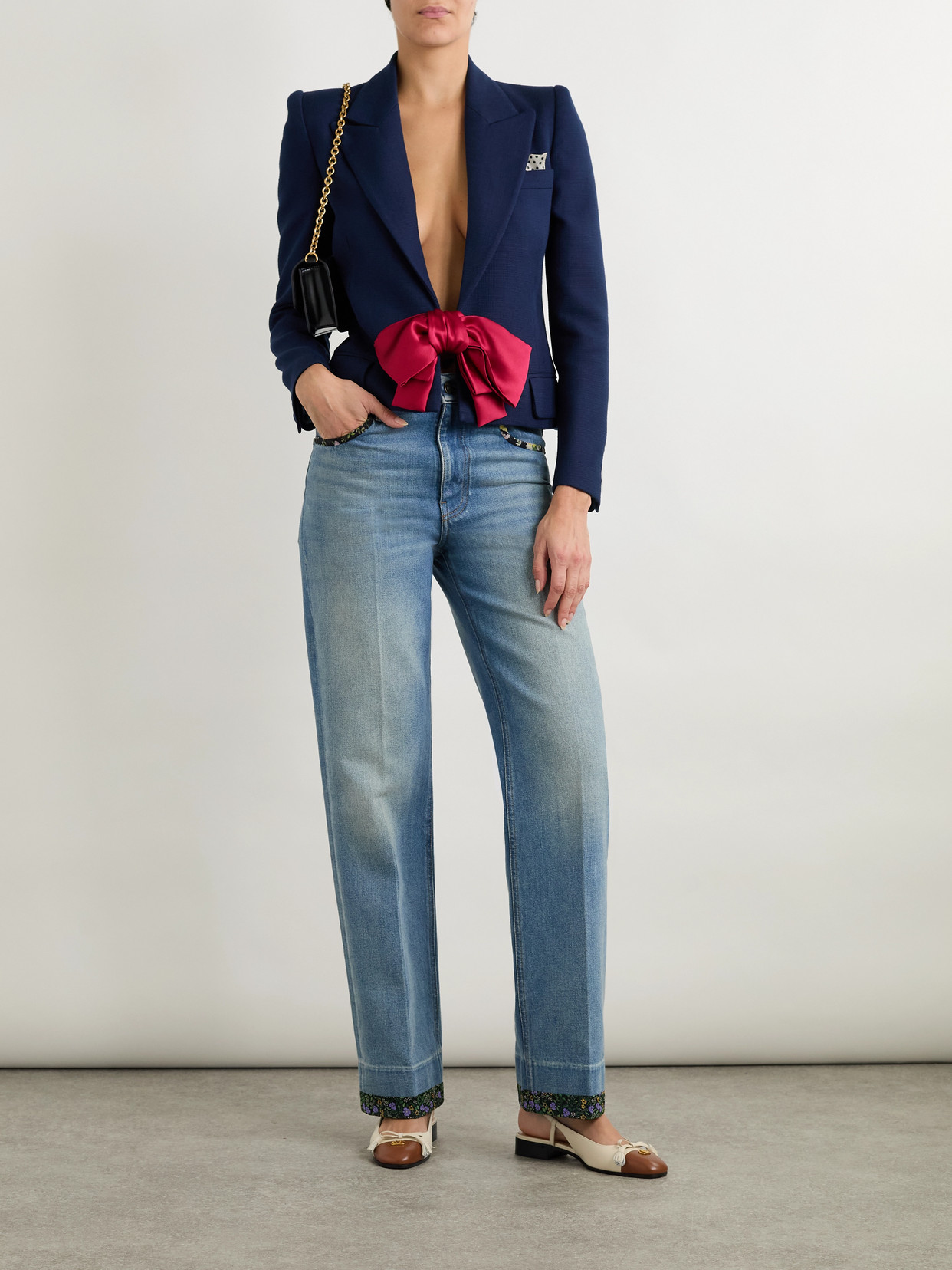 Valentino Straight-fit Denim Pants With Colorful Embellishments In Blue