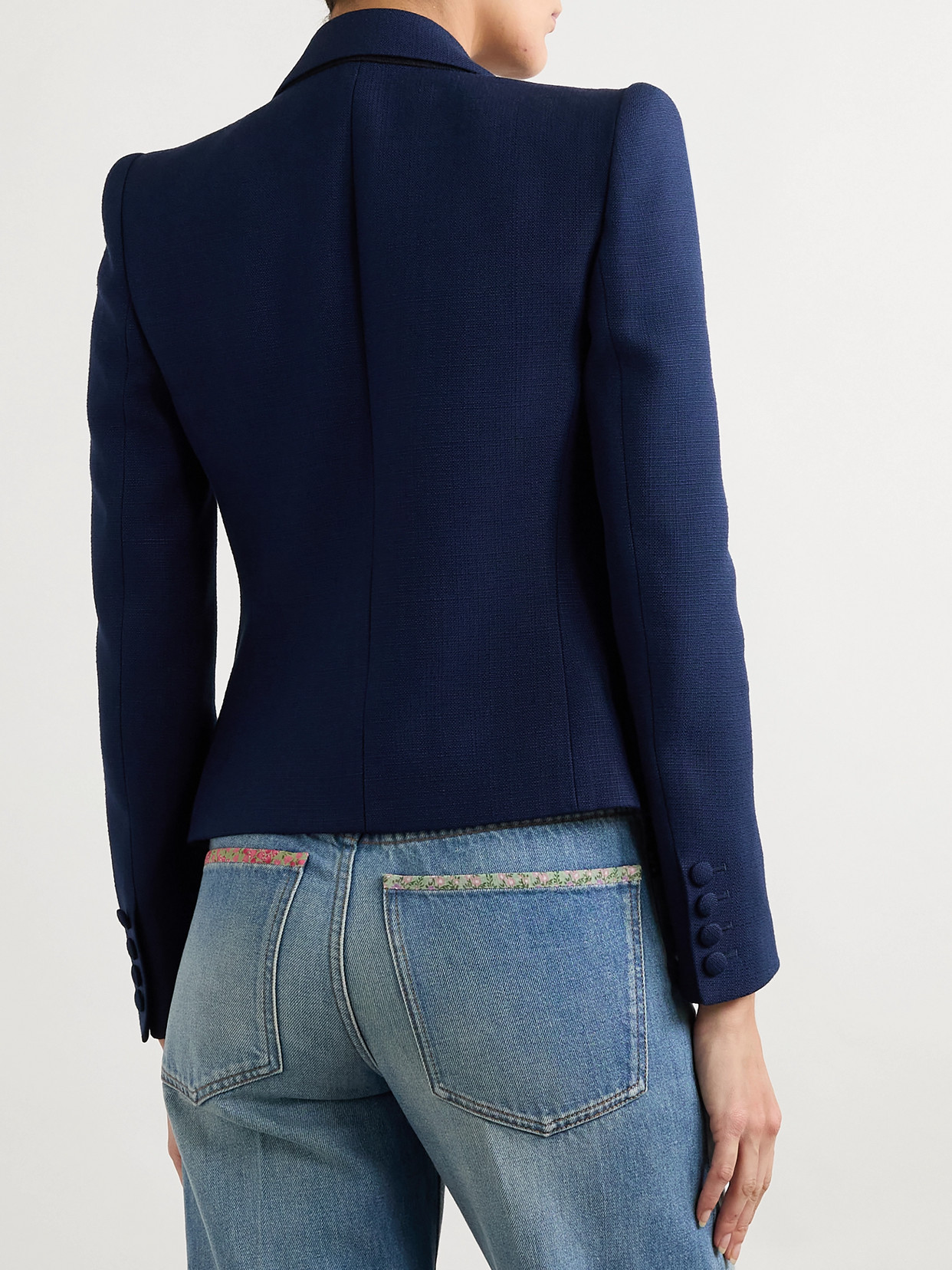Valentino Tailored Bow-detail Jacket Crafted From Lightweight Viscose In Blue