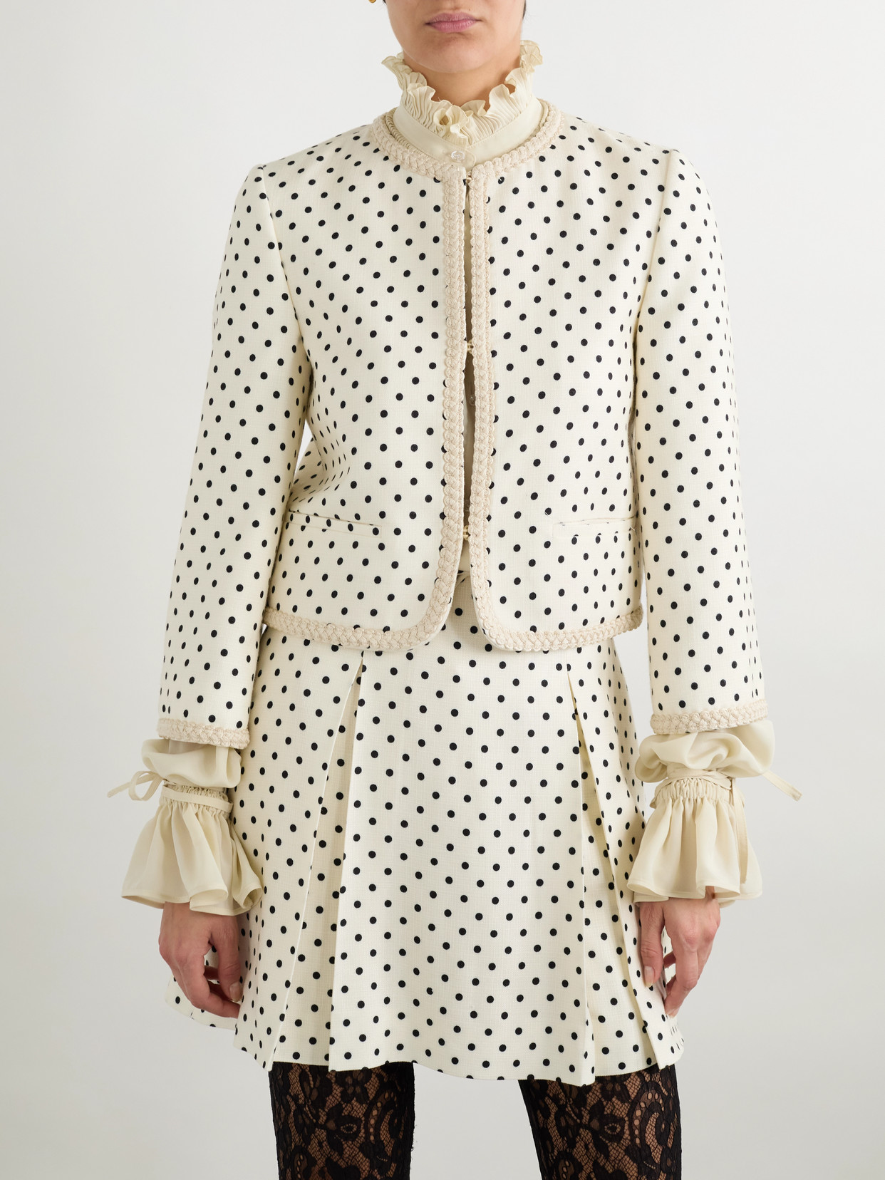 Valentino Supergran Polka Dot Printed Blazer In White