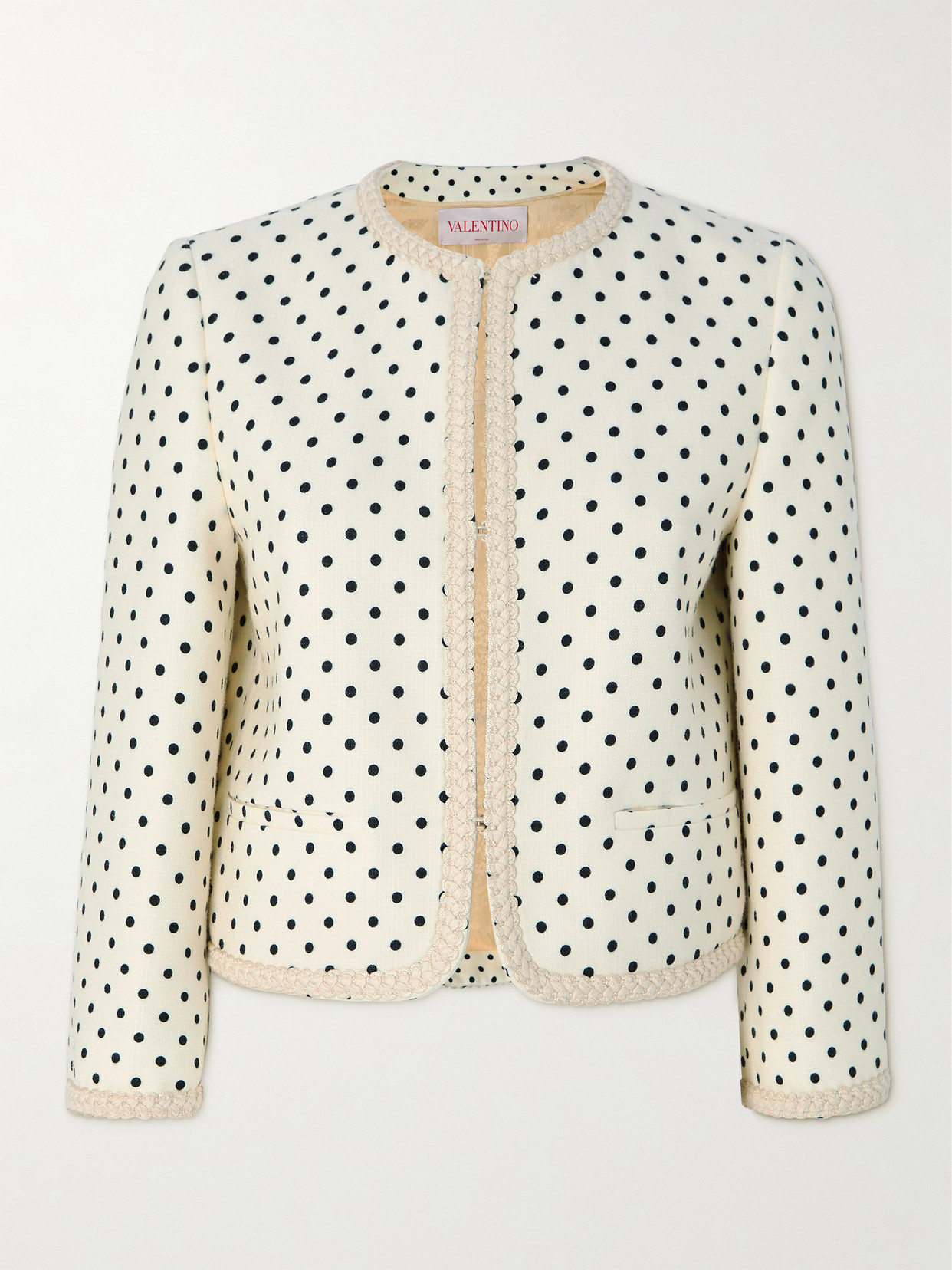 Valentino Garavani - Embroidered Polka-dot Woven Jacket - Cream