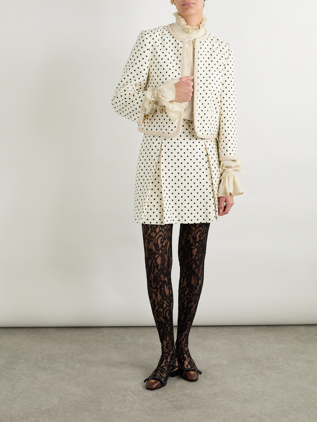 Valentino Supergran Polka Dot Printed Blazer In White