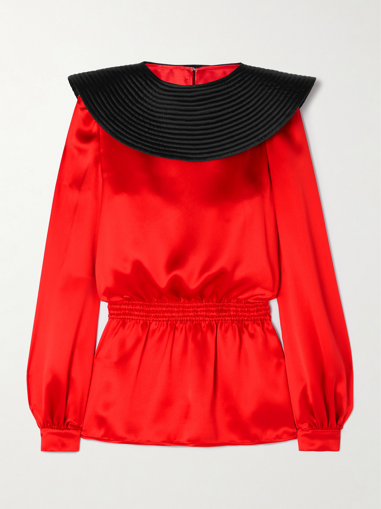 Valentino Red Silk Blouse With Black Collar In Red