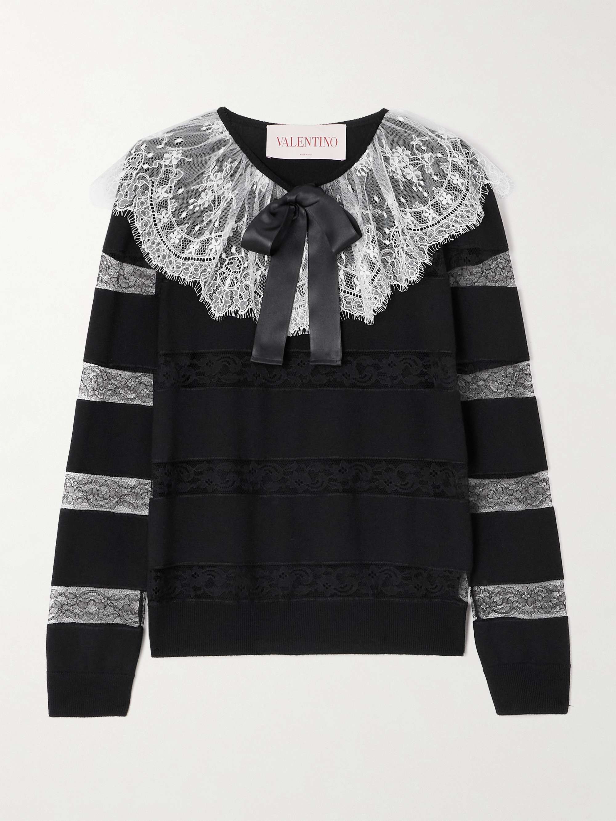 全国どこでも送料無料！ GARAVANI VALENTINO Bow-embellished wool lace-trimmed striped ニット+セーター