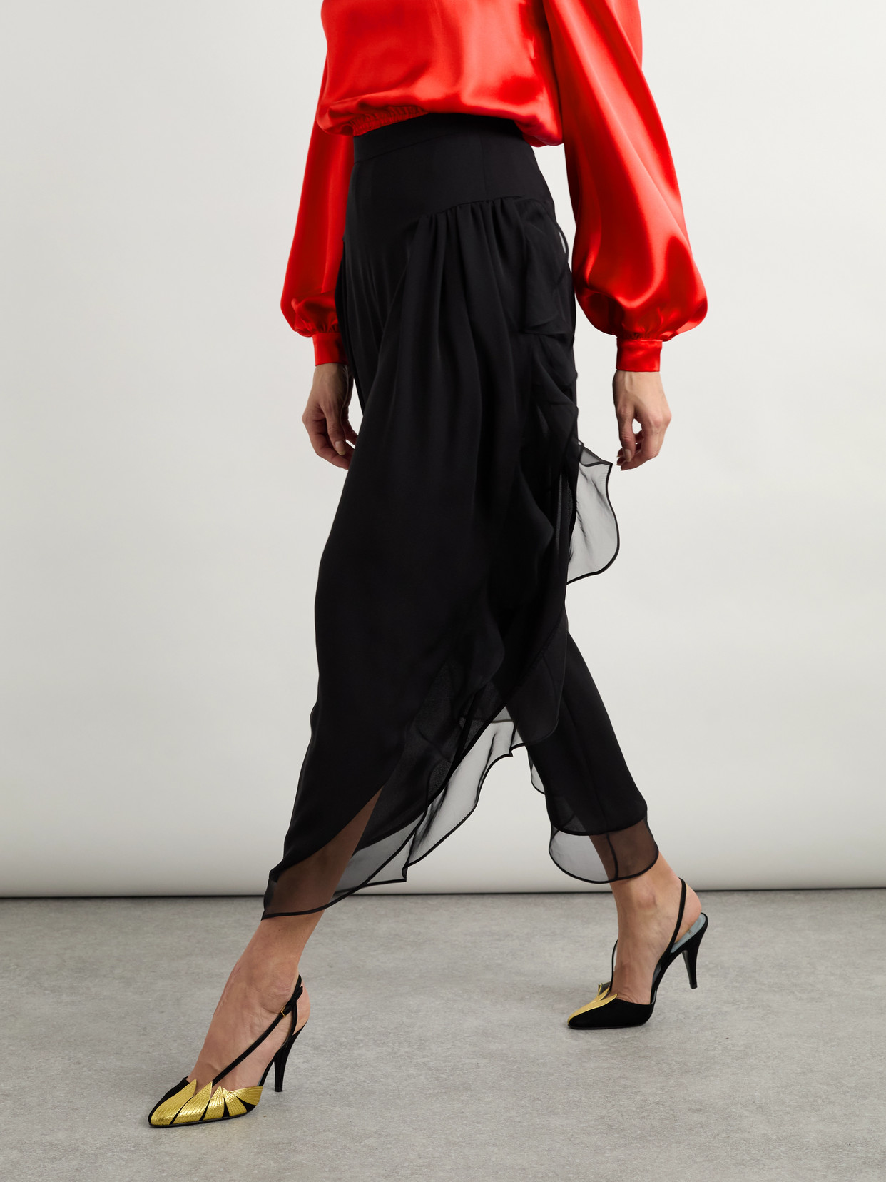Valentino Georgette Baloon Pants In Black