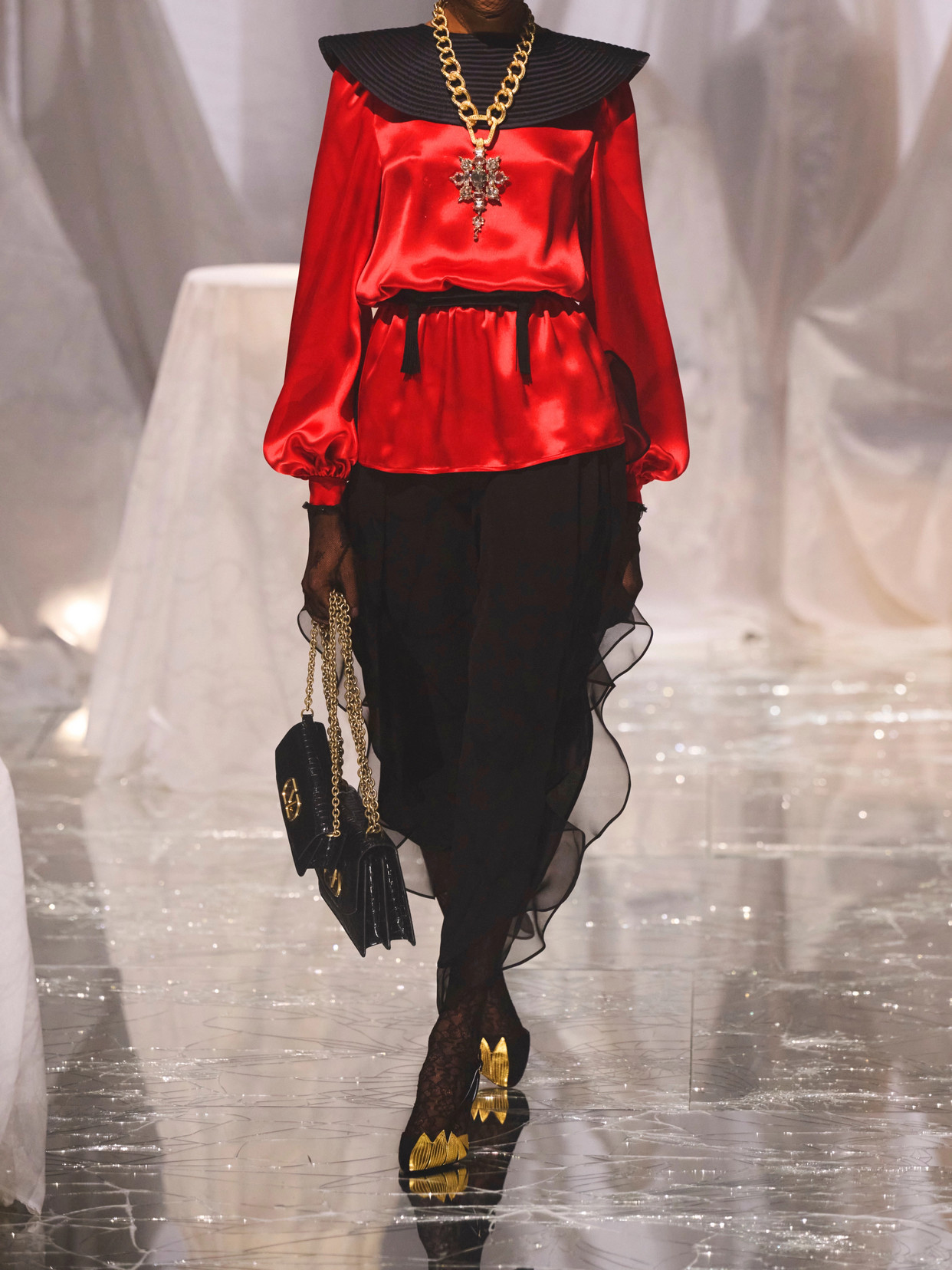 Valentino Georgette Baloon Pants In Black