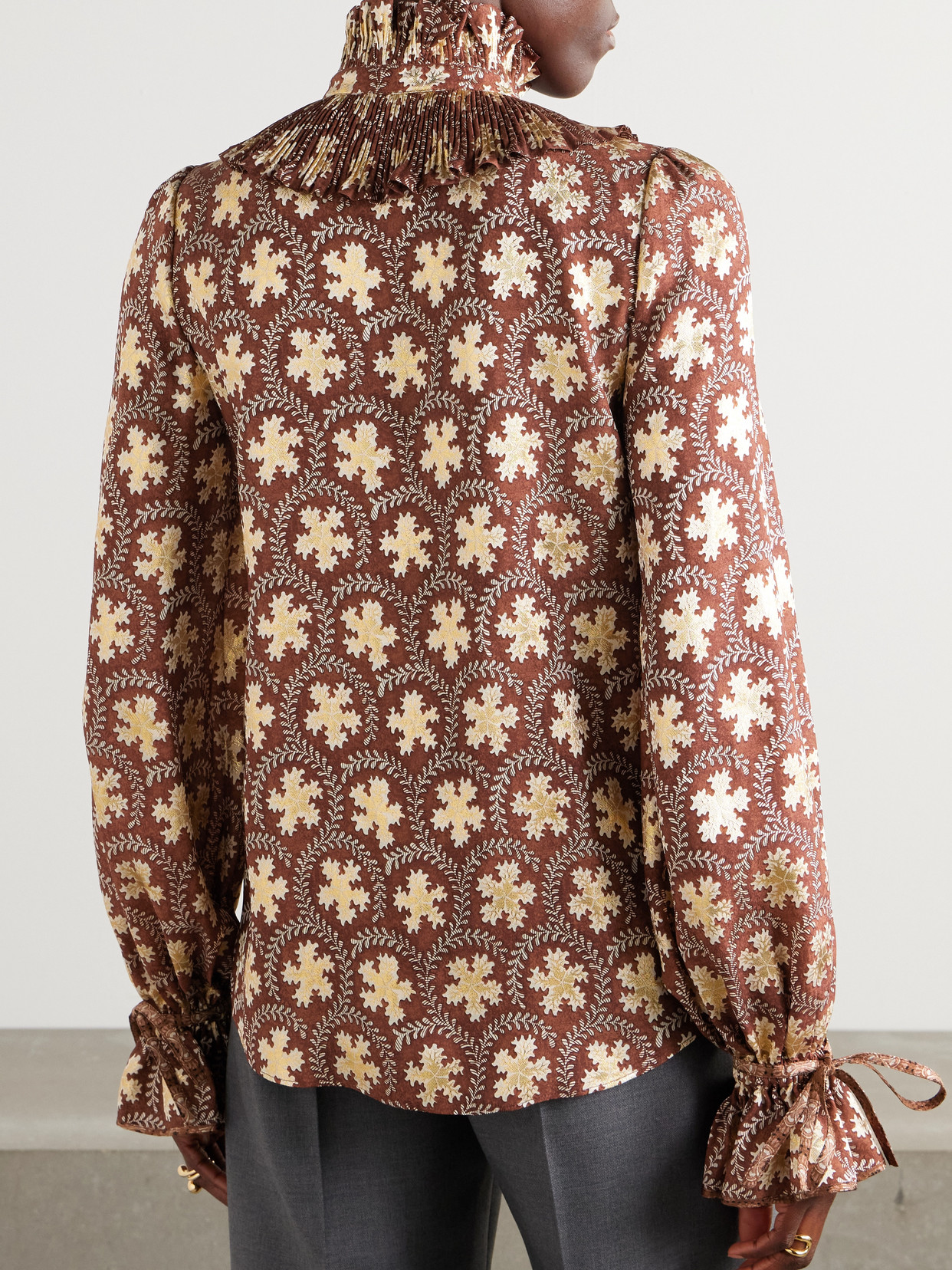 Garavani - Ruffled Metallic Silk-Blend Blouse