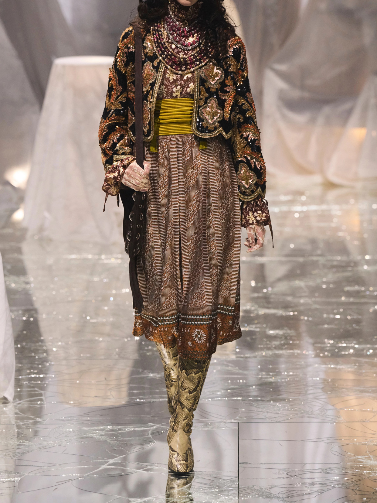 Garavani - Ruffled Metallic Silk-Blend Blouse