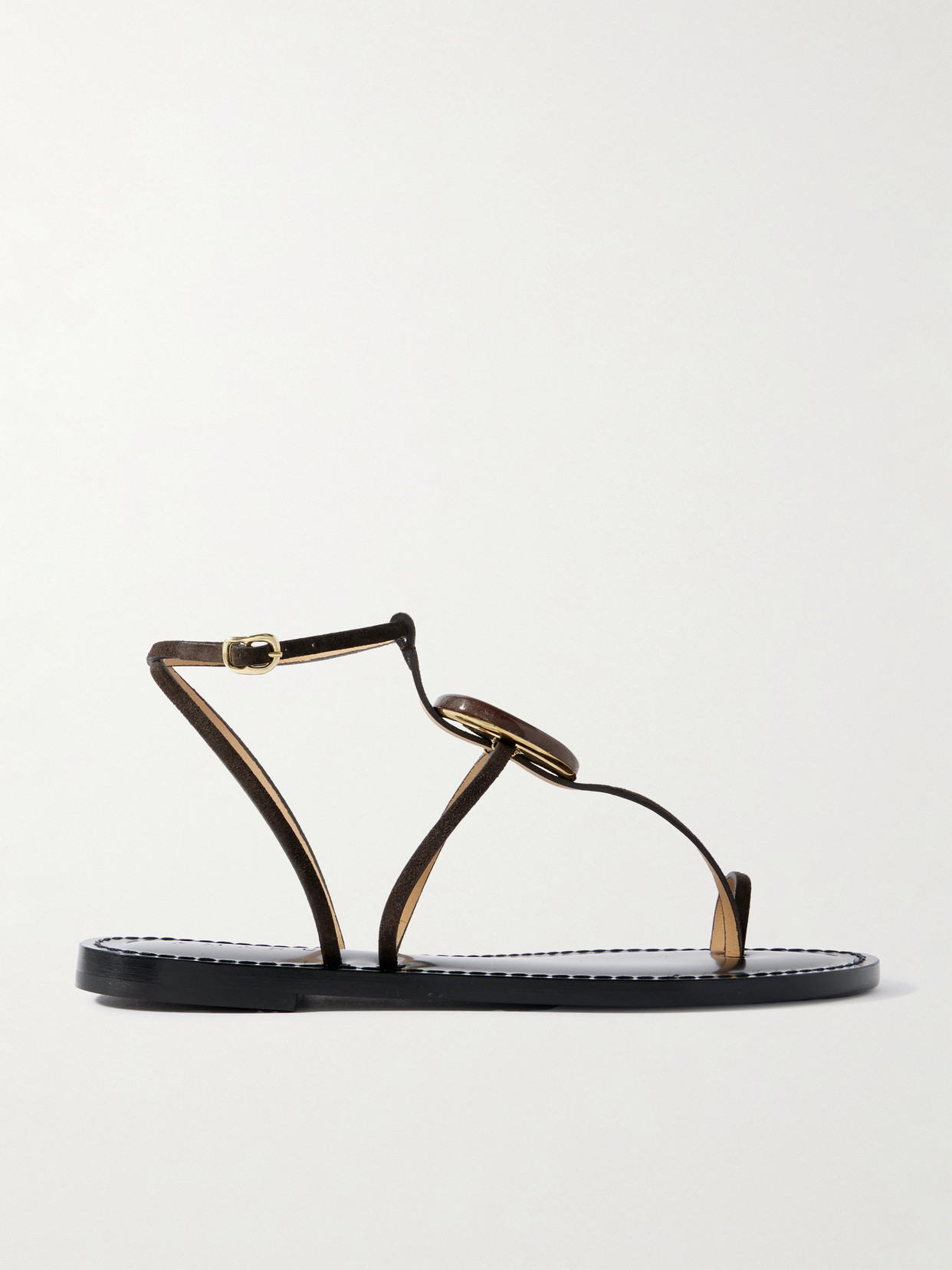 Amanu The Cairo Embellished Suede Sandals In Brown