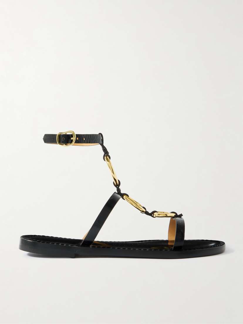 AMANU The Bazaruto Embellished Croc-effect Leather Sandals