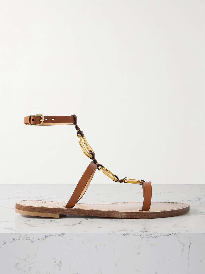 AMANU The Bazaruto Embellished Leather Sandals