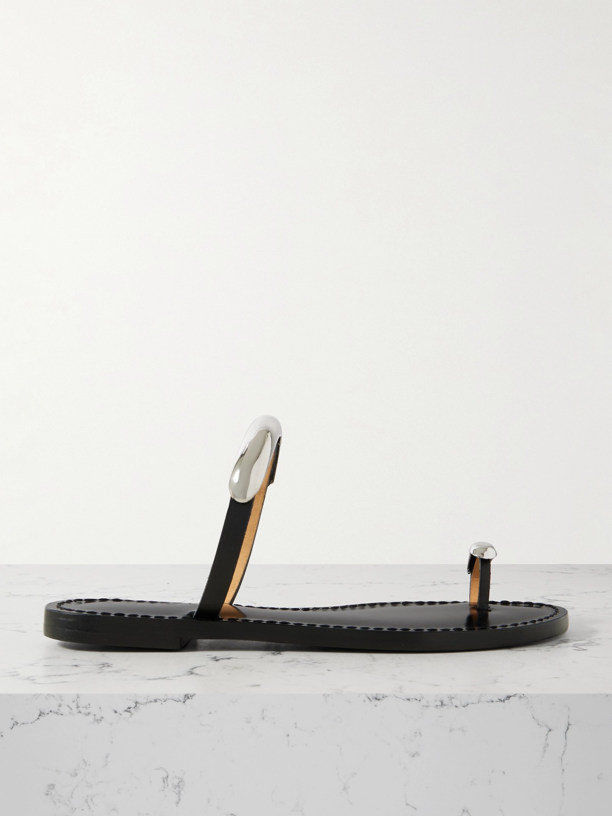 Amanu The Samburu Embellished Leather Sandals In Black