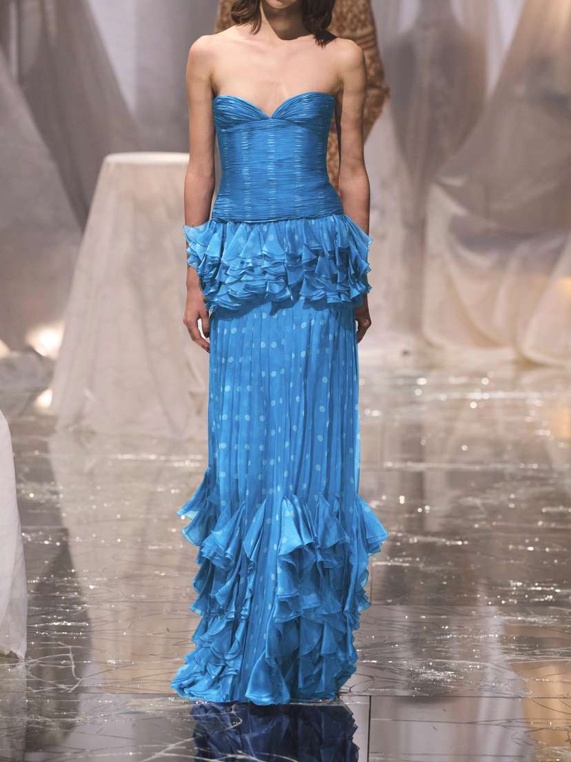 valentino blue dress Caped silk gown in blue - Valentino
