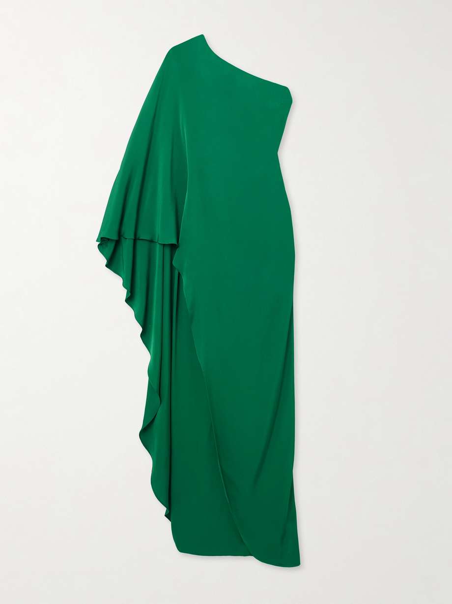 asymmetric one-shoulder crepe dress