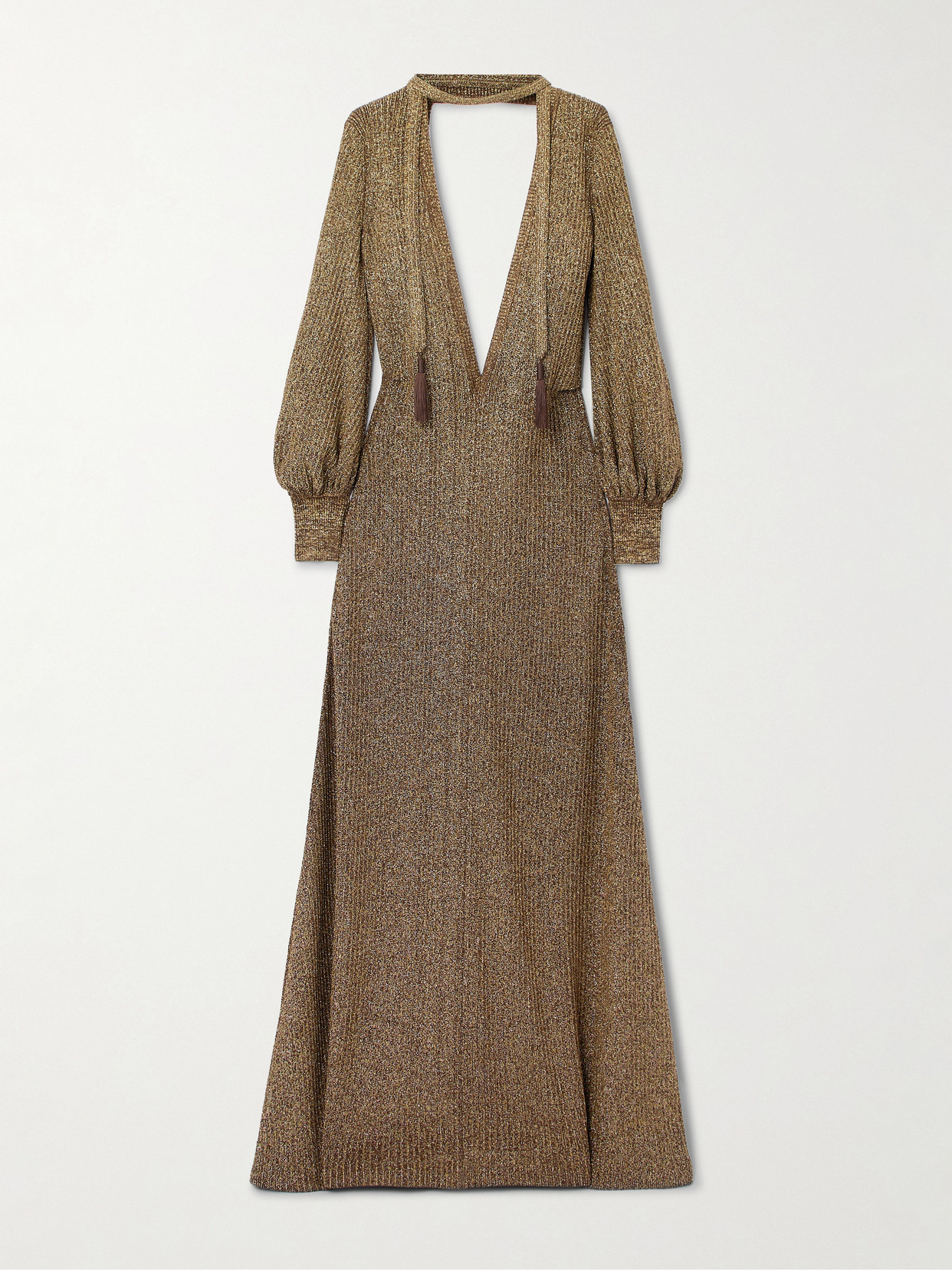 Tom Ford Embellished Metallic Jersey Maxi Dress In Gold