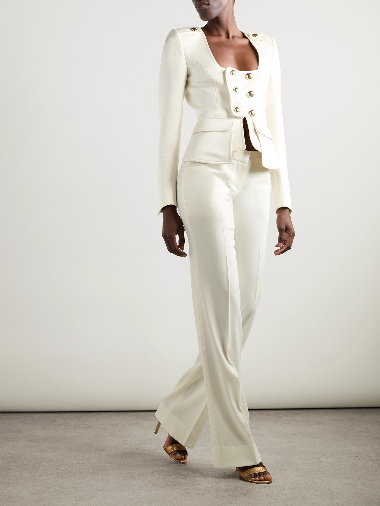 Cropped Wool-Blend Faille Jacket