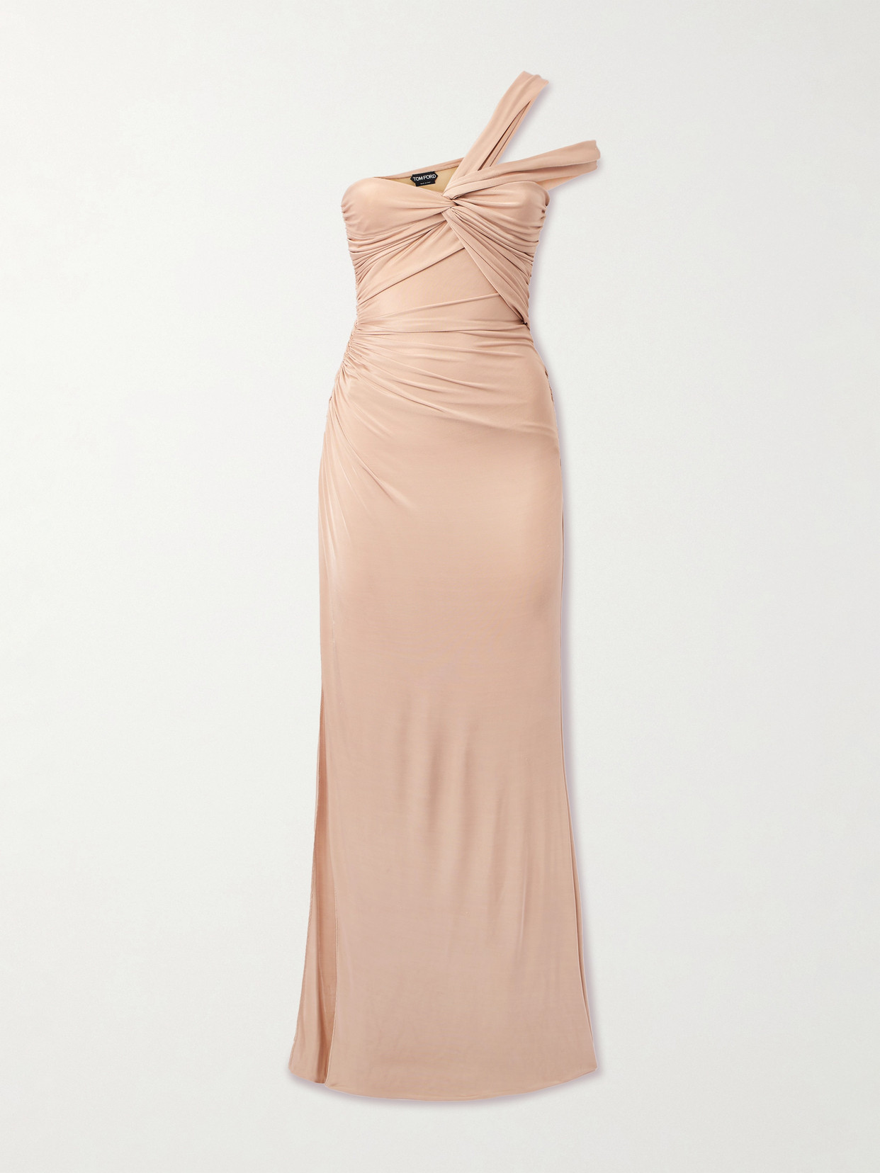 Tom Ford One-shoulder Stretch-jersey Maxi Dress In Neutrals