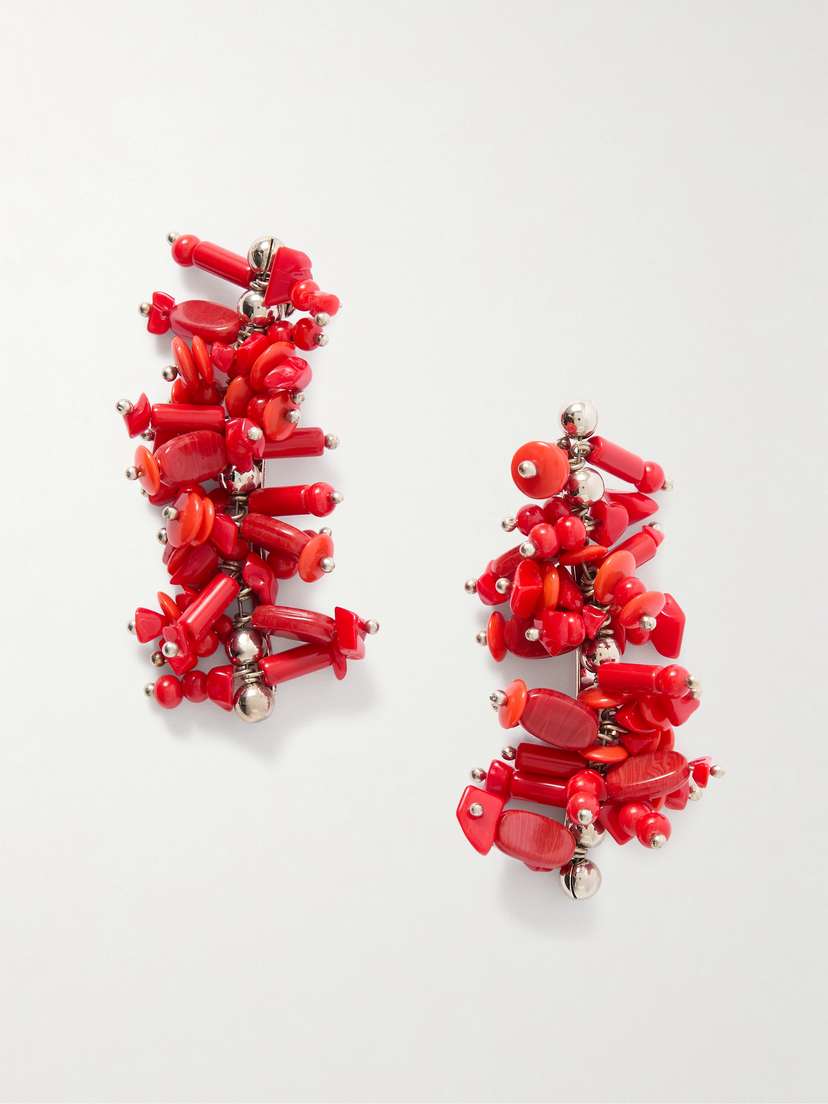 Dries Van Noten Silver-tone Beaded Earrings