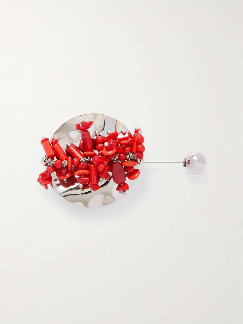 Dries Van Noten Silver-tone Beaded Brooch