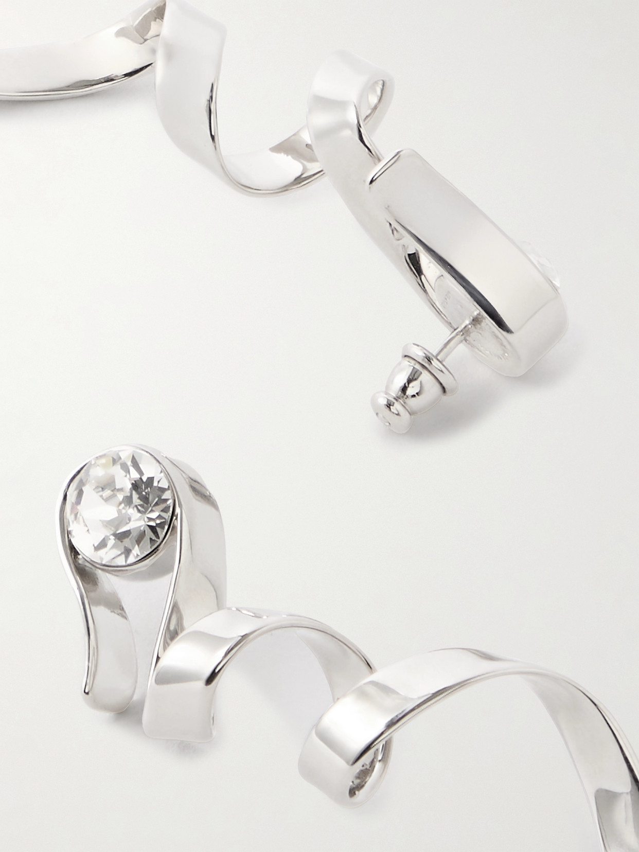 Dries Van Noten Silver-tone Crystal Earrings In Silver