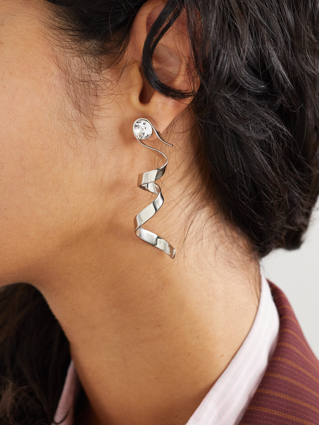 Dries Van Noten Silver-tone Crystal Earrings In Silver