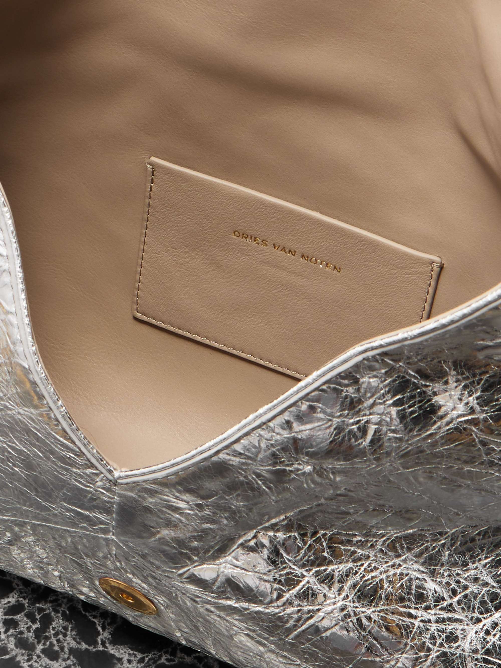 DRIES VAN NOTEN Metallic textured-leather clutch | NET-A-PORTER