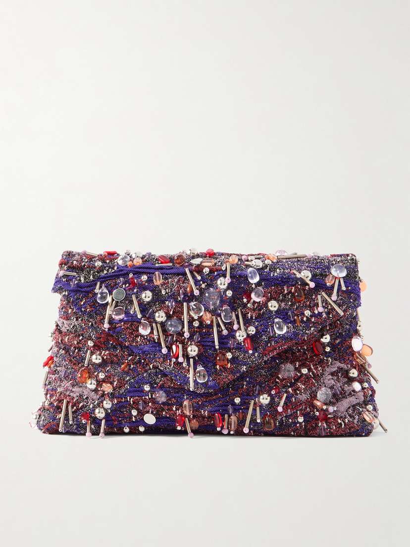 Dries Van Noten Embellished Metallic Jacquard Clutch