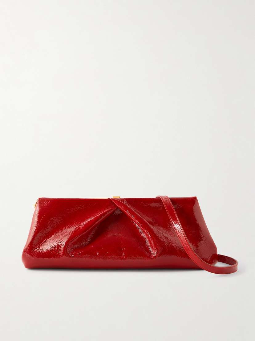 Dries Van Noten Crinkled Patent-leather Clutch