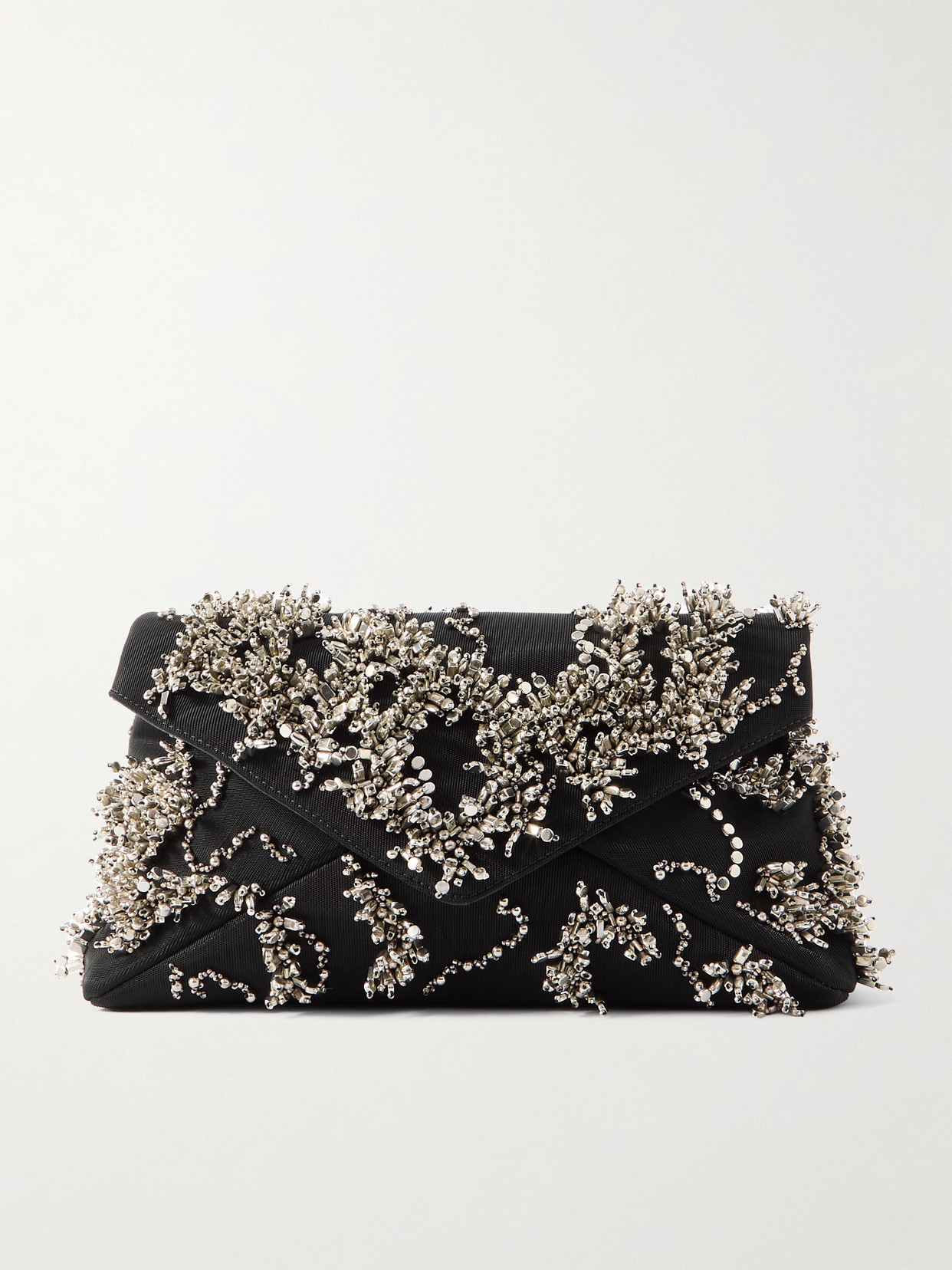 Dries Van Noten Embellished Canvas Clutch In Black