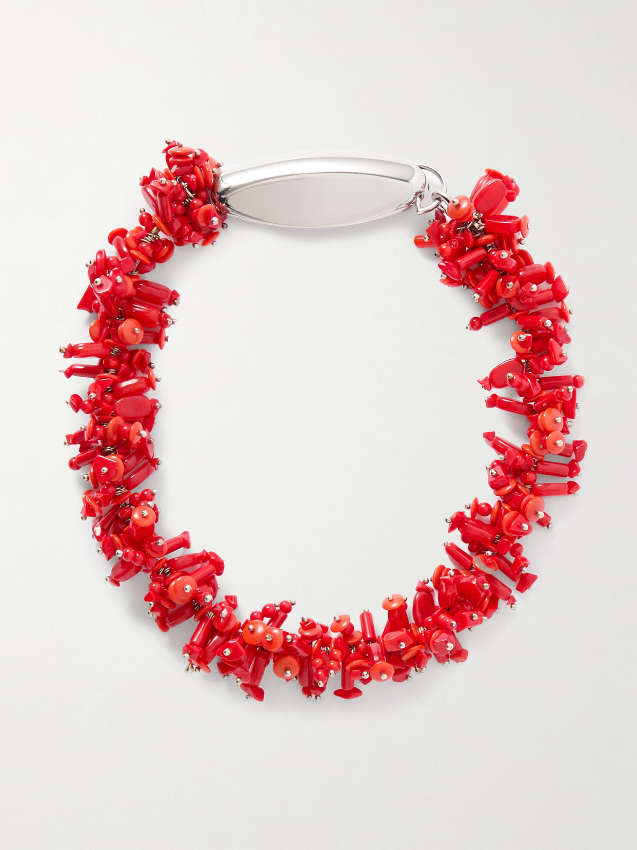 Dries Van Noten - Silver-tone Beaded Necklace - Red
