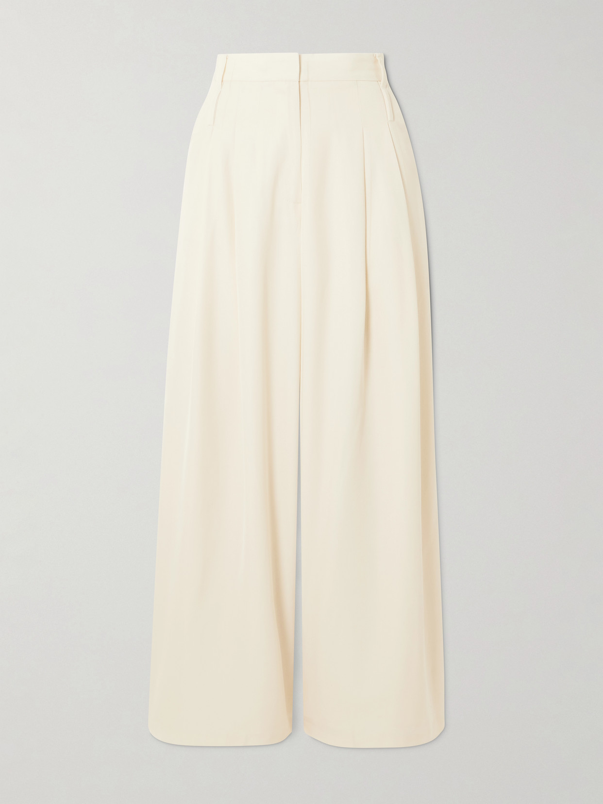 St Agni Double Loop Pleated Crepe Wide-leg Trousers