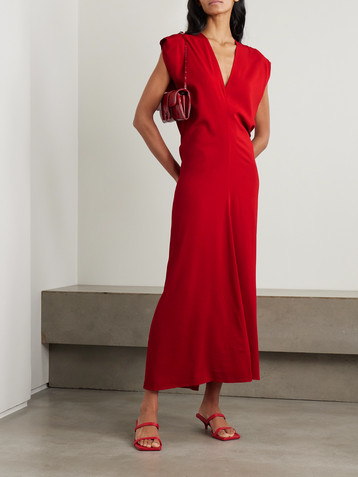 St. Agni Plunge draped crepe maxi dress