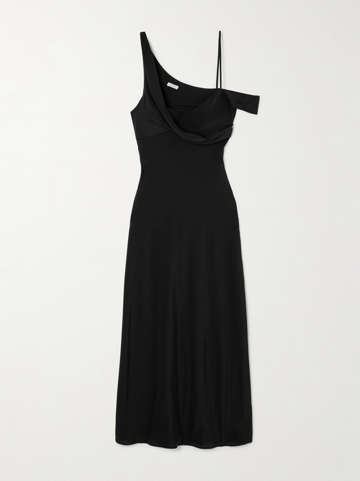 St Agni Draped Silk Midi Dress In Black