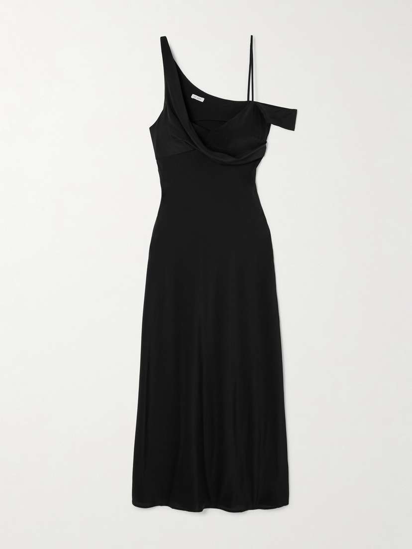 St. Agni Draped Silk Midi Dress