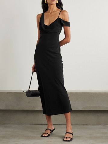 St. Agni Draped silk midi dress