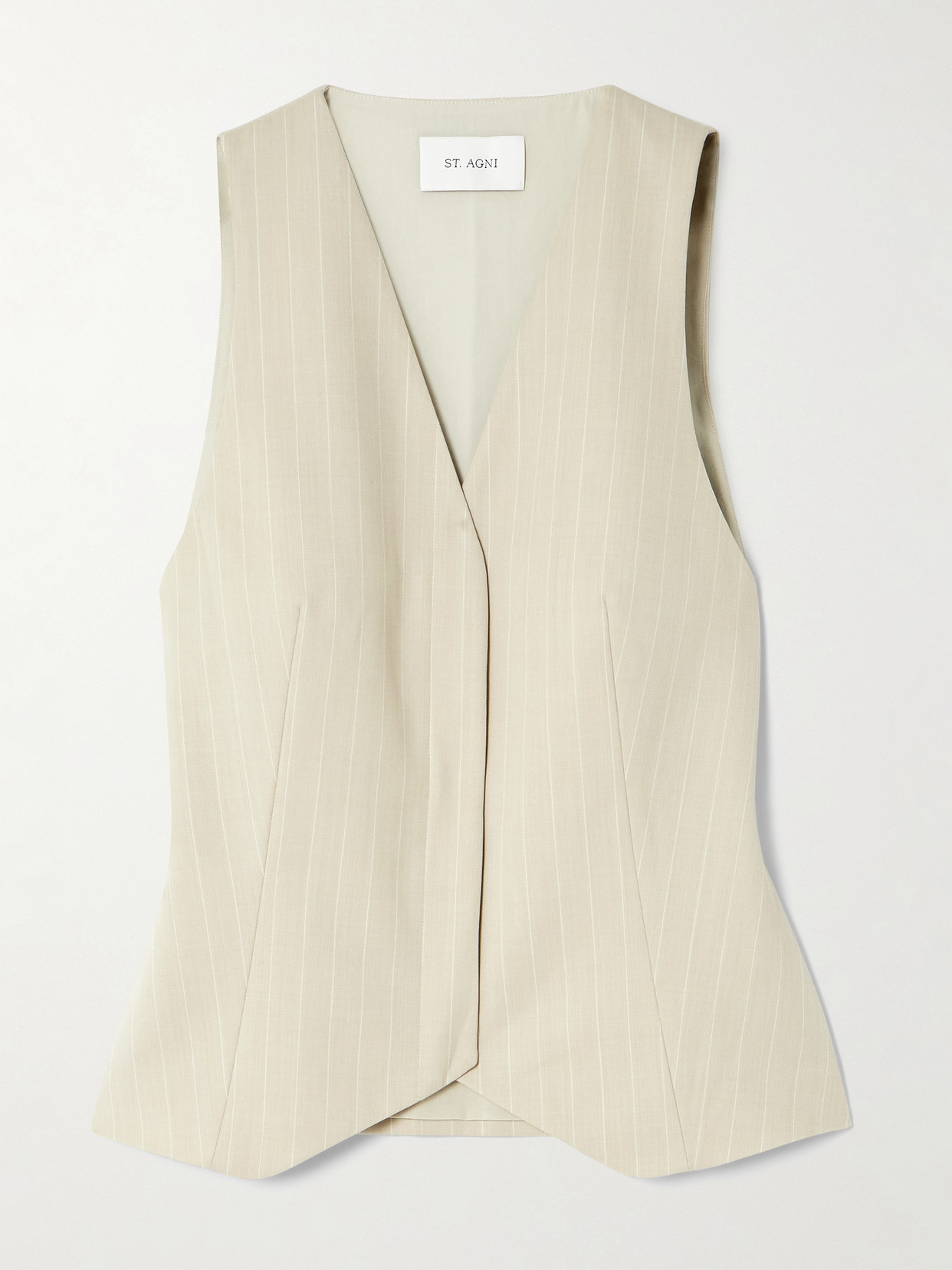 St Agni Pinstriped Wool-blend Twill Vest In Neutrals