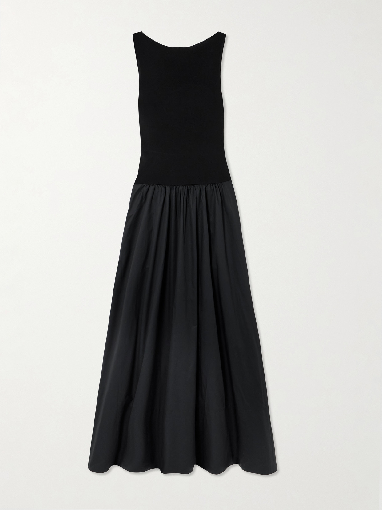 St Agni Open-back Jersey And Cotton-poplin Maxi Dress In Black
