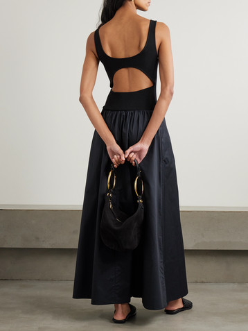 St. Agni Open-back jersey and cotton-poplin maxi dress