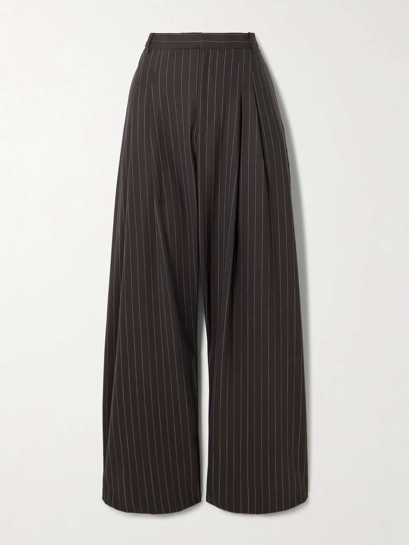 St. Agni Pinstriped Pleated Wool-blend Wide-leg Pants